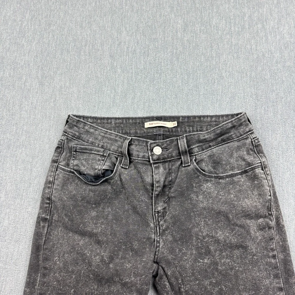 Levis Jeans Women 30X26 535 Black Super Skinny Ankle Stretch Stonewash Pants